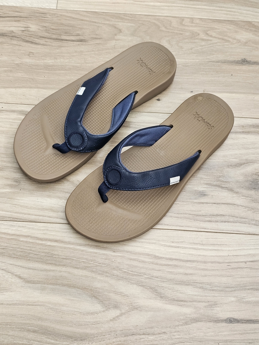 Sanuk Brown and Navy Women's Flip Flop Sandals